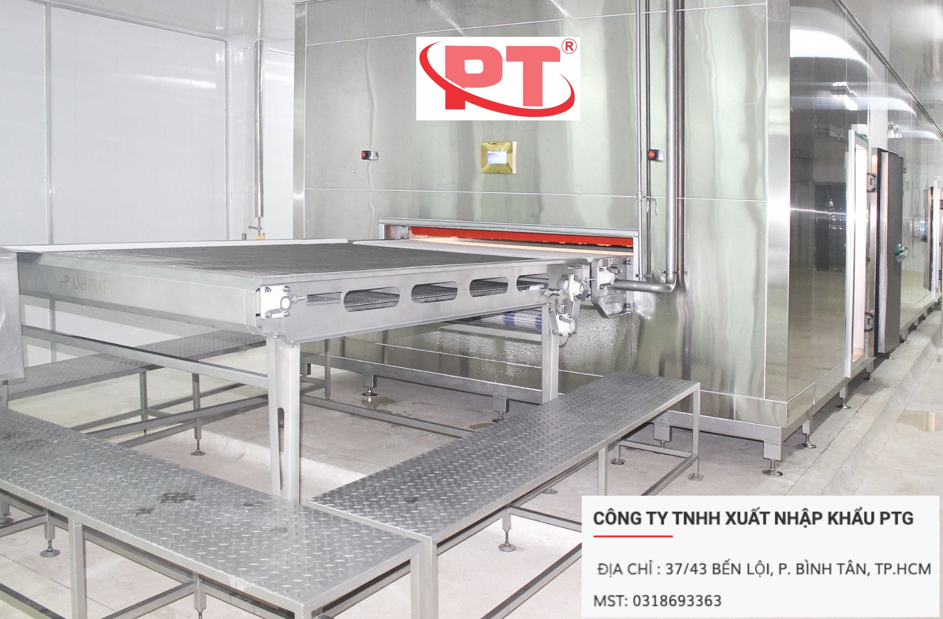 Hệ thống băng chuyền IQF dạng lưới Inox cấp đông rau củ quả tại nhà máy PTG